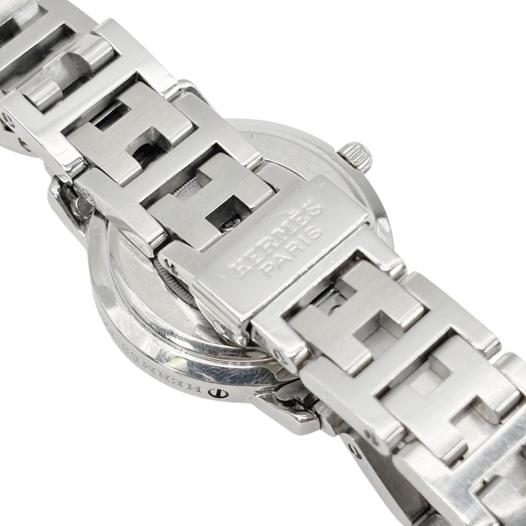 HERMES エルメス レディース腕時計 クリッパー QZ デイト シルバー グレー文字盤 CL4.210