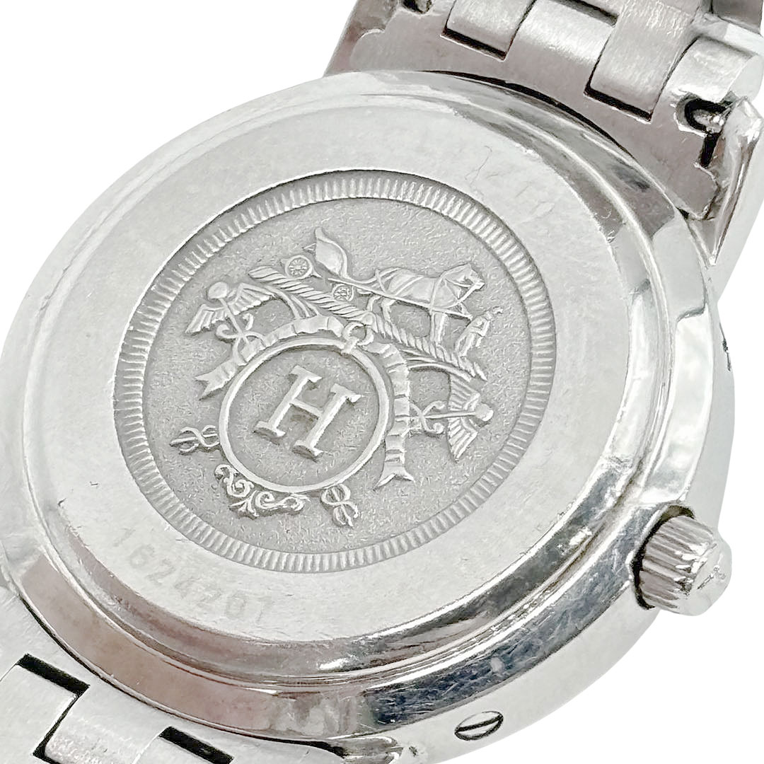 HERMES エルメス レディース腕時計 クリッパー QZ デイト シルバー グレー文字盤 CL4.210