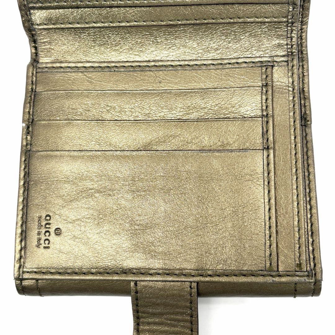 GUCCI グッチ 二つ折り財布 ヒストリア コンパクトウォレット クレスト 紋章 レザー ゴールド系 190352 4276