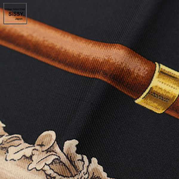 □エルメス□ スカーフ カレ90 「CANNES & POMMEAUX」 シルク 黒 茶