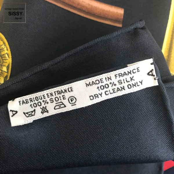 □エルメス□ スカーフ カレ90 「CANNES & POMMEAUX」 シルク 黒 茶