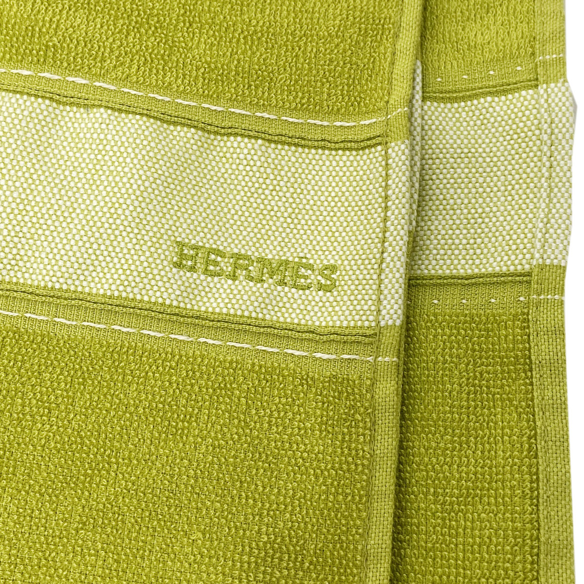 HERMES エルメス ビーチタオル バスタオル コットン モダール グリーン 