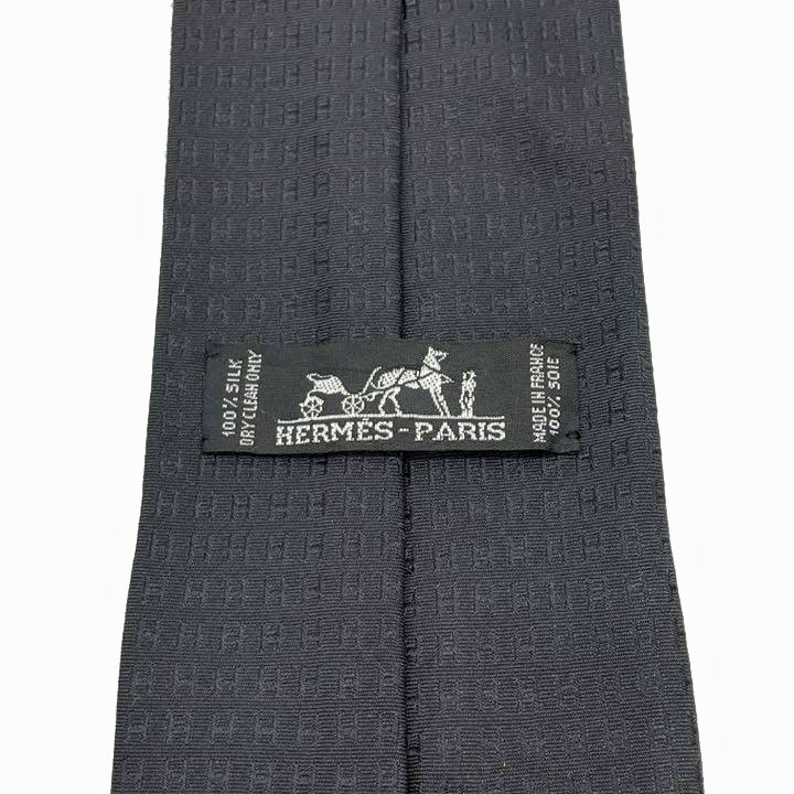 HERMES エルメス ネクタイ H柄 シルク ブラック