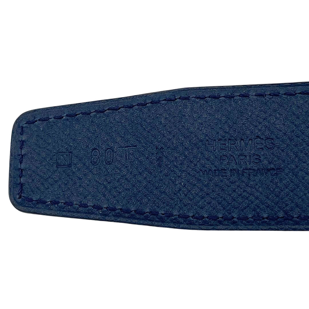 HERMES エルメス Hベルト コンスタンス 80 リバーシブル ヴォーエプソン×スイフト エトゥープ ブルーサフィール シルバー金具 □N刻印
