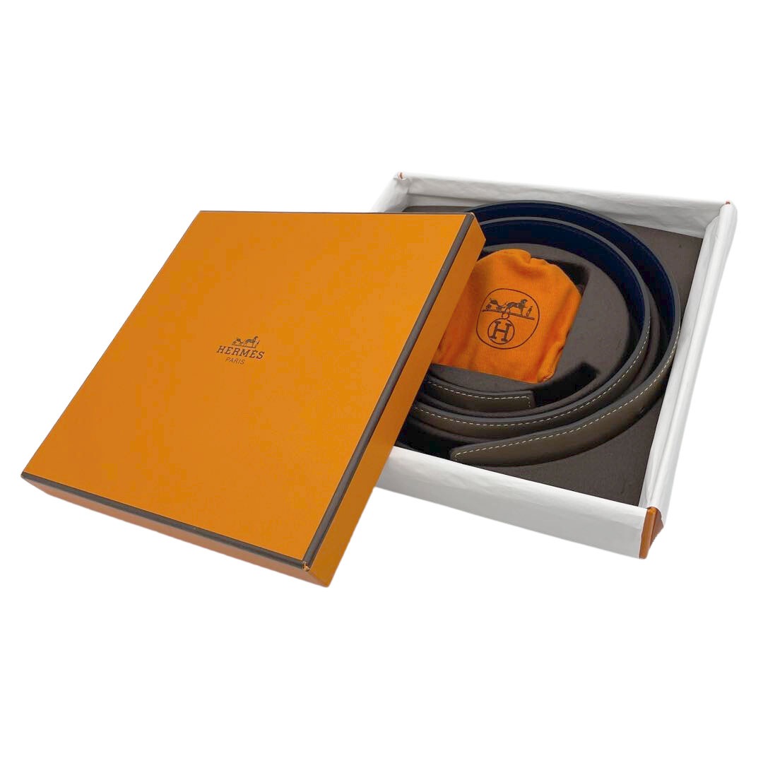 HERMES エルメス Hベルト コンスタンス 80 リバーシブル ヴォーエプソン×スイフト エトゥープ ブルーサフィール シルバー金具 □N刻印
