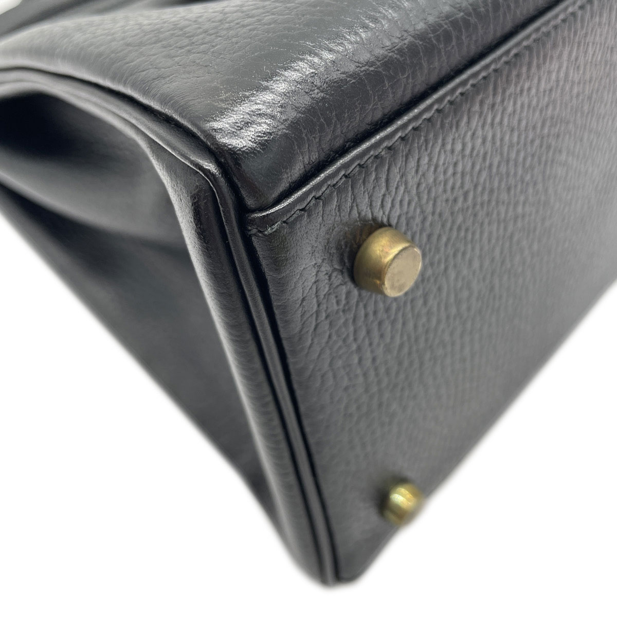 HERMES エルメス ハンドバッグ ケリー35 内縫い アルデンヌ ブラック ゴールド金具 〇V刻印