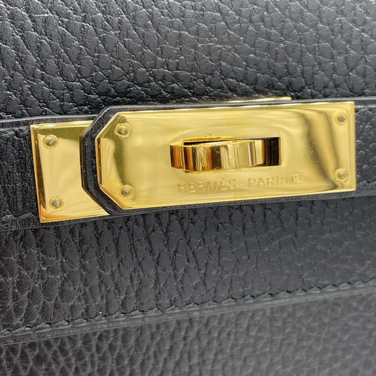 HERMES エルメス ハンドバッグ ケリー35 内縫い アルデンヌ ブラック ゴールド金具 〇V刻印