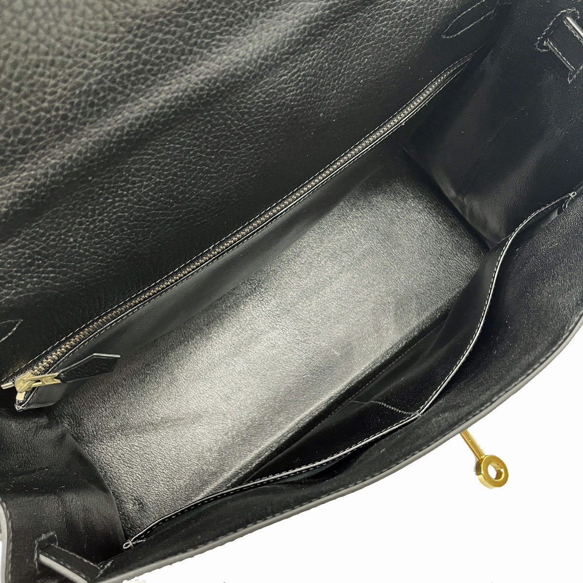 HERMES エルメス ハンドバッグ ケリー35 内縫い アルデンヌ ブラック ゴールド金具 〇V刻印