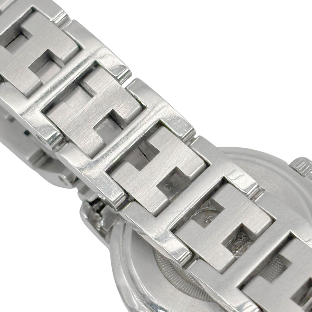 HERMES エルメス レディース腕時計 クリッパー QZ デイト シルバー オレンジ文字盤 CL4.210