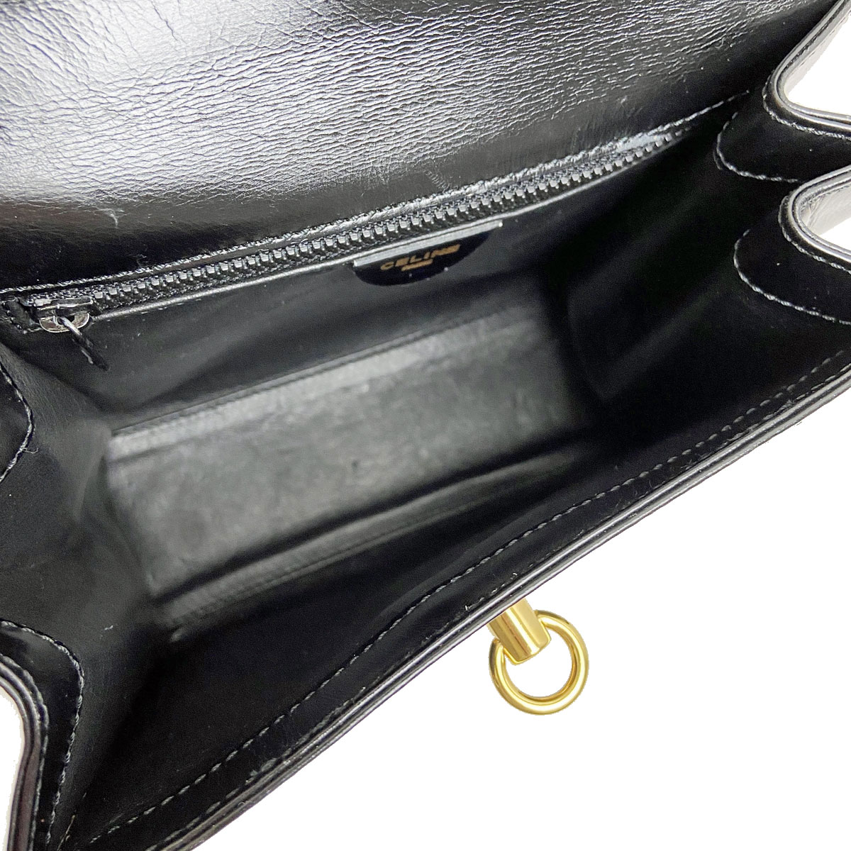 CELINE セリーヌ ハンドバッグ レザー ブラック/ゴールド金具 M10