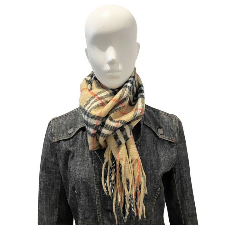 BURBERRY LONDON バーバリーロンドン マフラー バーバリーチェック ウール100％ ブラウン ブラック レッド