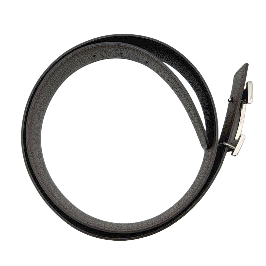 HERMES エルメス Hベルト コンスタンス マルトレ 90 リバーシブル ブラック ショコラ シルバー金具 □P刻印