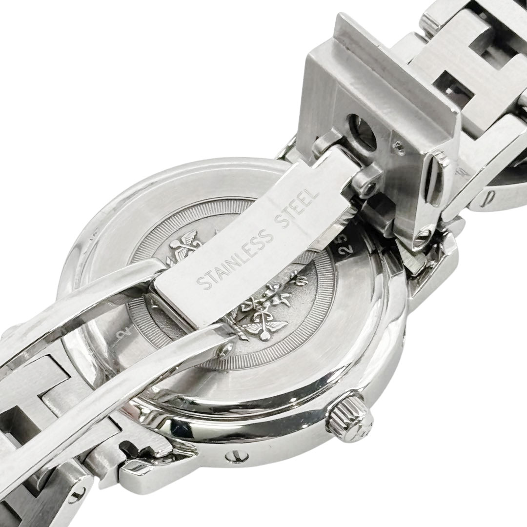 HERMES エルメス レディース腕時計 クリッパー QZ デイト シルバー 白