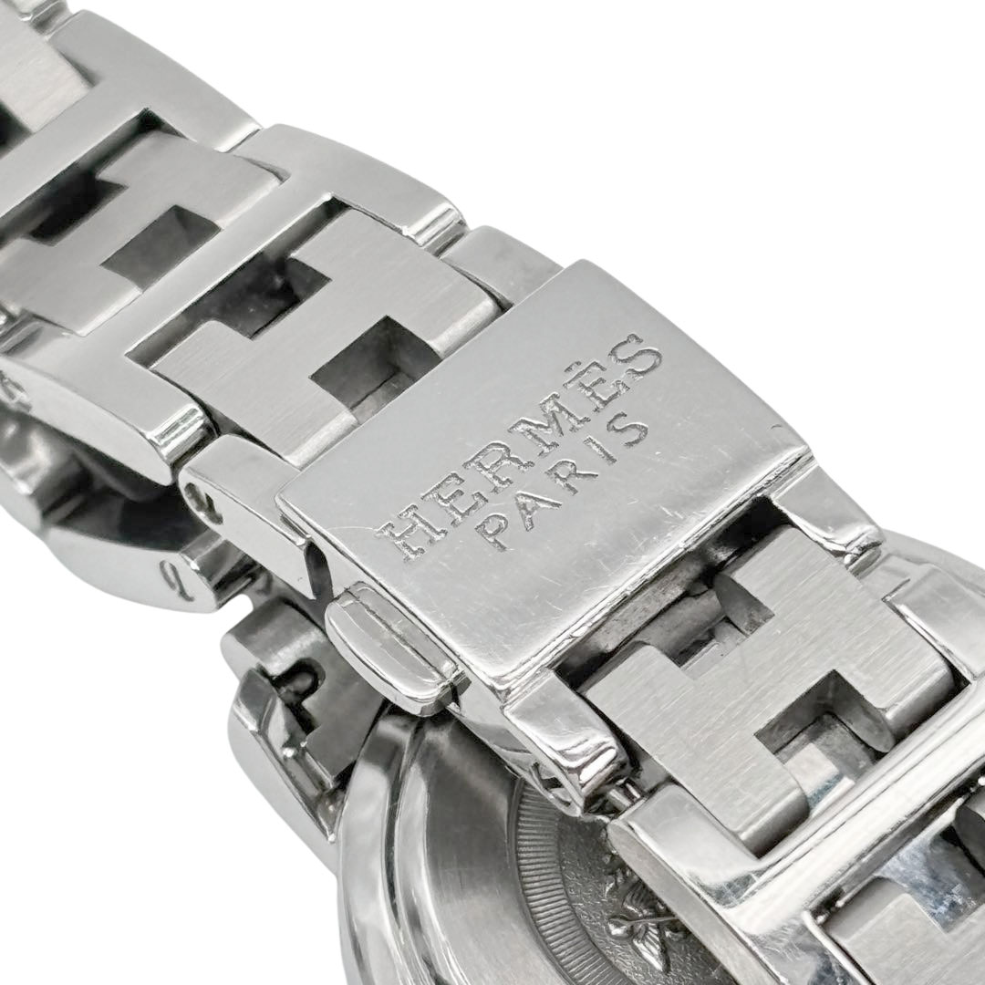 HERMES エルメス レディース腕時計 クリッパー QZ デイト シルバー 白文字盤 CL4.210 ※後期モデル