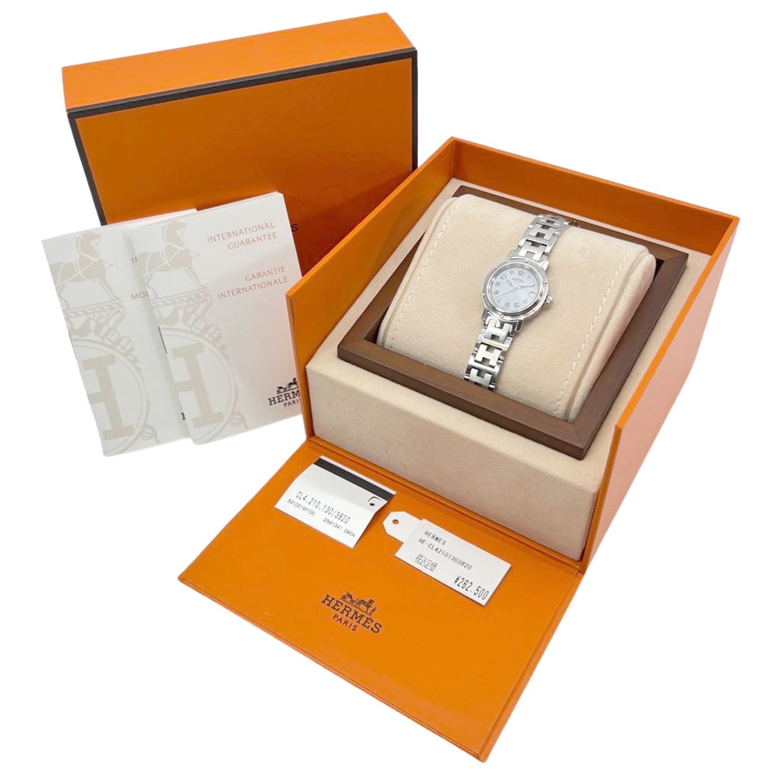 エルメス クリッパー CL4.210 QZ ホワイト文字盤 レディース 腕時計 HERMES 【超美品】エルメス クリッパー ホワイト文字盤 CL4.210