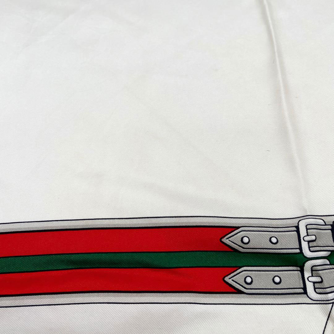 CELINE セリーヌ ヴィンテージスカーフ ポロ柄 シルク ホワイト ブルー