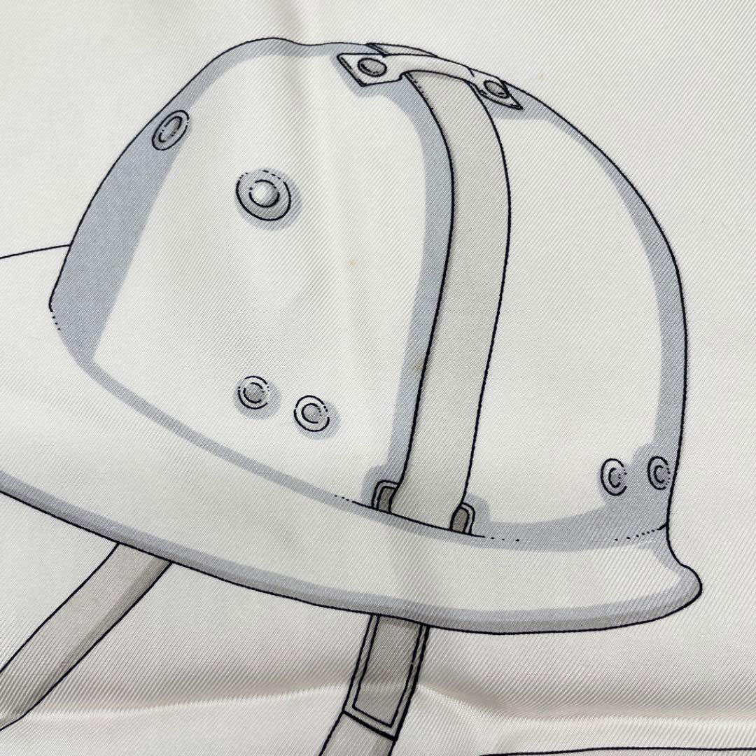 CELINE セリーヌ ヴィンテージスカーフ ポロ柄 シルク ホワイト ブルー