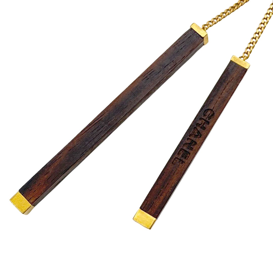 CHANEL シャネル ネックレス ココマーク ウッドバー 01A ブラウン/ゴールド