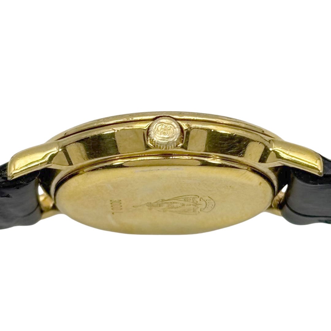 GUCCI グッチ レディース腕時計 QZ GP/革ベルト ゴールド/ブラック