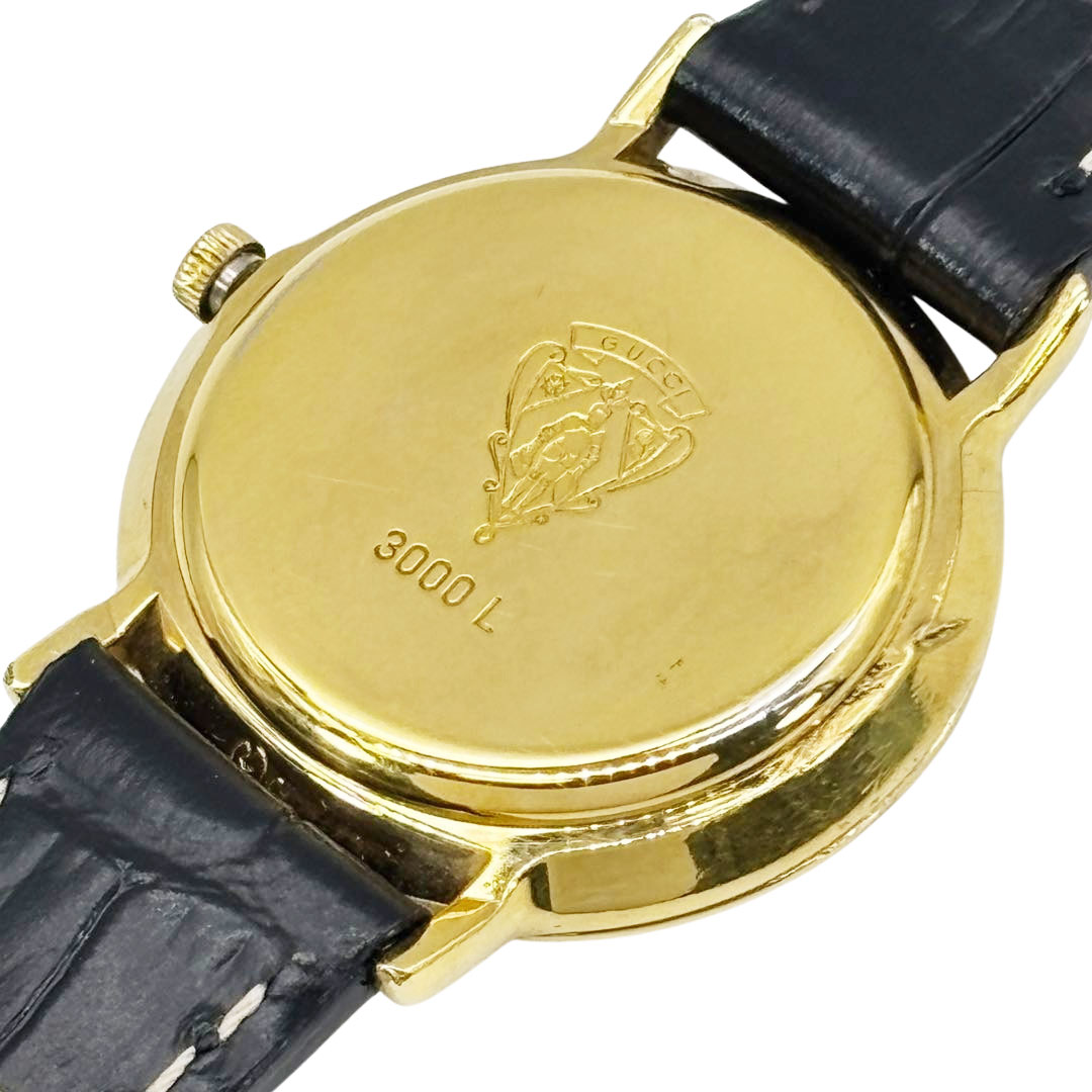 GUCCI グッチ レディース腕時計 QZ GP/革ベルト ゴールド/ブラック