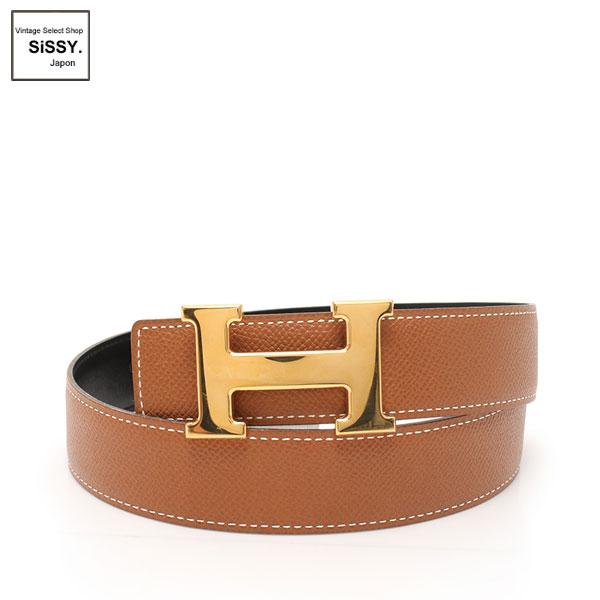■エルメス■ コンスタンス Hベルト ベルト 75 ボックスカーフ エプソン ブラック/ブラウン リバーシブル □A刻印 【HERMES】