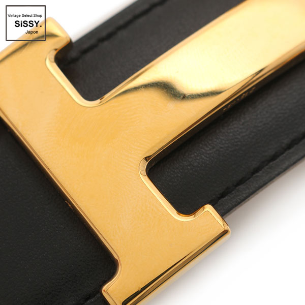 ■エルメス■ コンスタンス Hベルト ベルト 75 ボックスカーフ エプソン ブラック/ブラウン リバーシブル □A刻印 【HERMES】