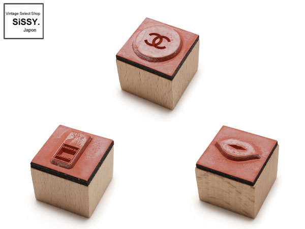 ■シャネル■ 木製スタンプ 3点セット 朱肉付 ノベルティ 【CHANEL】