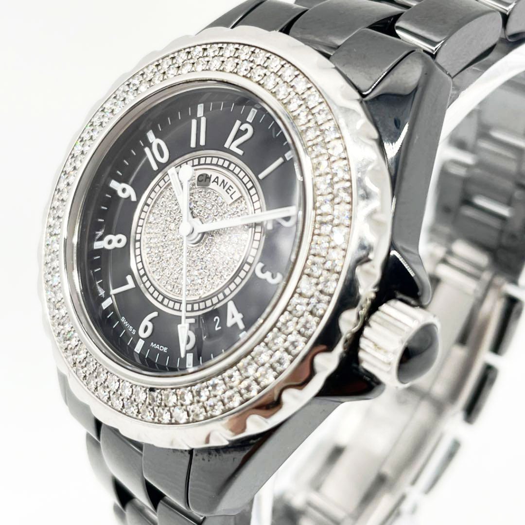 シャネル CHANEL J12 33mm H1708 ダイヤベゼル レディース 腕時計 ブラック セラミック ダイヤ デイト クォーツ ウォッチ 90302971 J12 [3年保証] シャネル レディース H1708 ブラック セラミック ダイヤ