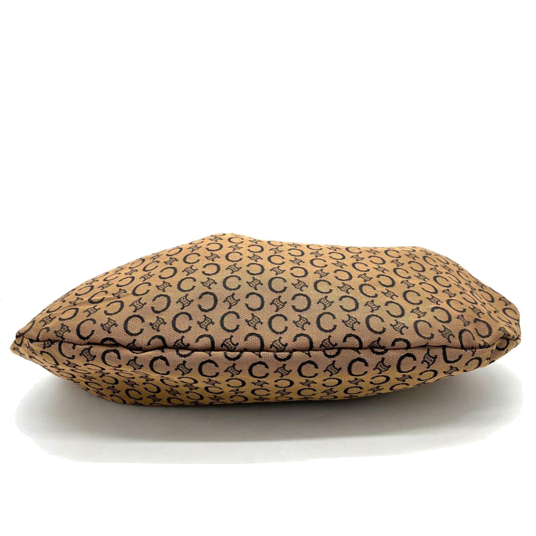 CELINE セリーヌ レザーハンドルバッグ マカダム柄 キャンバス ブラウン系