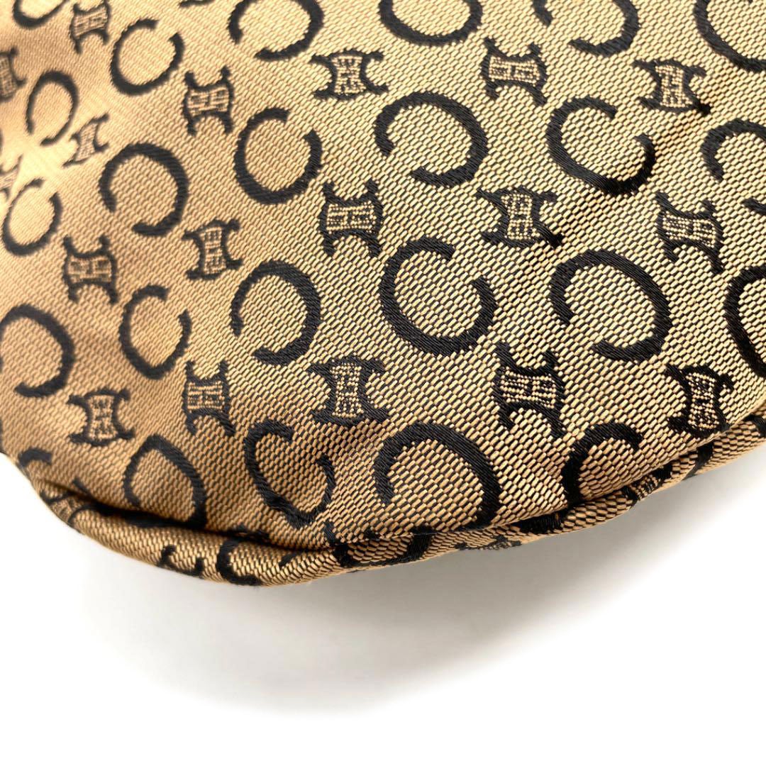 CELINE セリーヌ レザーハンドルバッグ マカダム柄 キャンバス ブラウン系