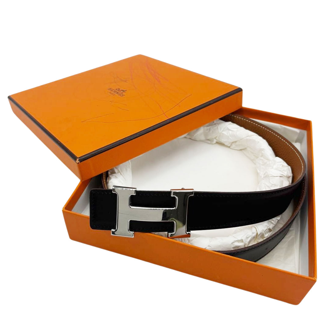 HERMES エルメス Hベルト コンスタンス 70 リバーシブル ボックスカーフ/トリヨンクレマンス ブラック/ゴールド/シルバー金具 □D刻印