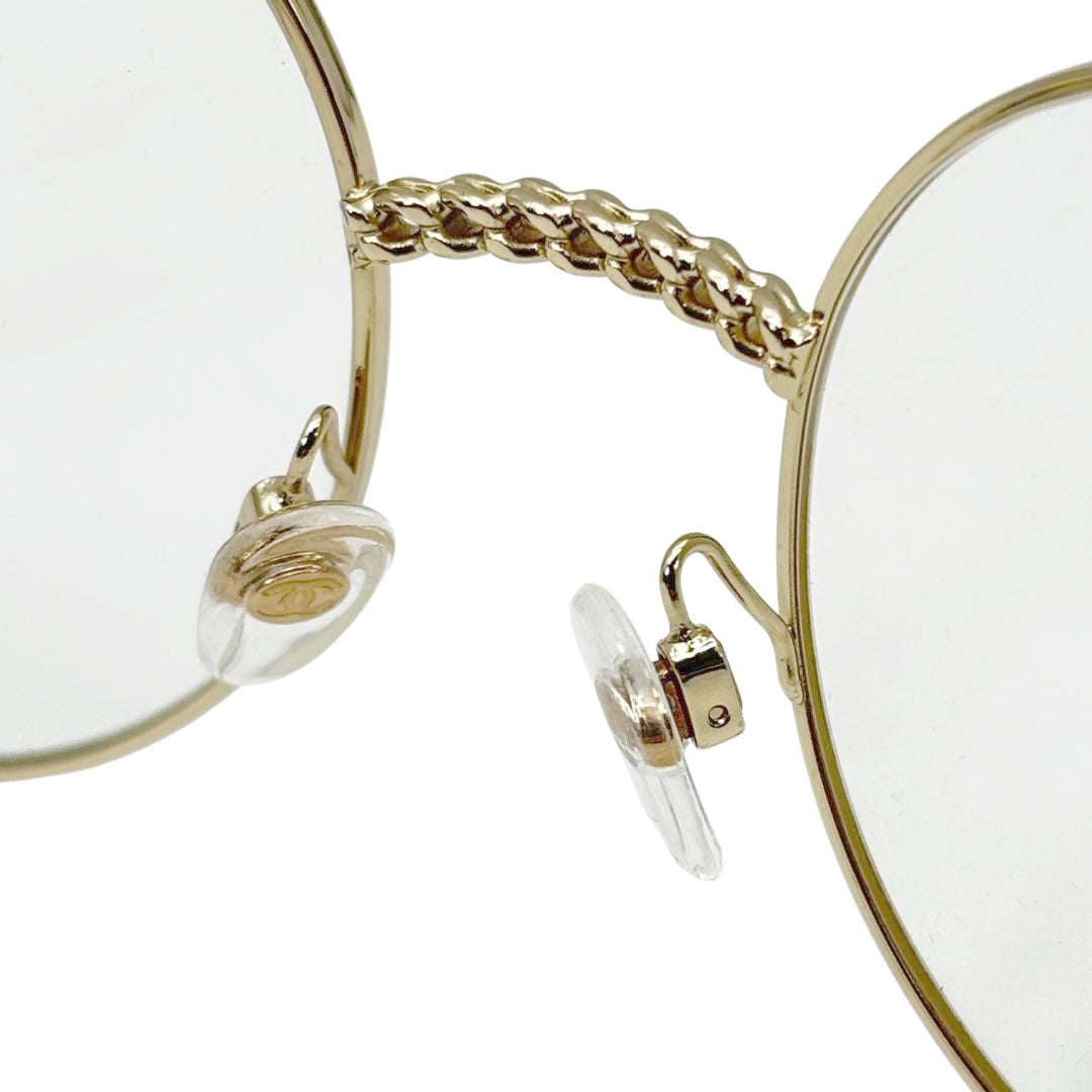 CHANEL シャネル ラウンドメガネ メタル チェーン付き 53□21