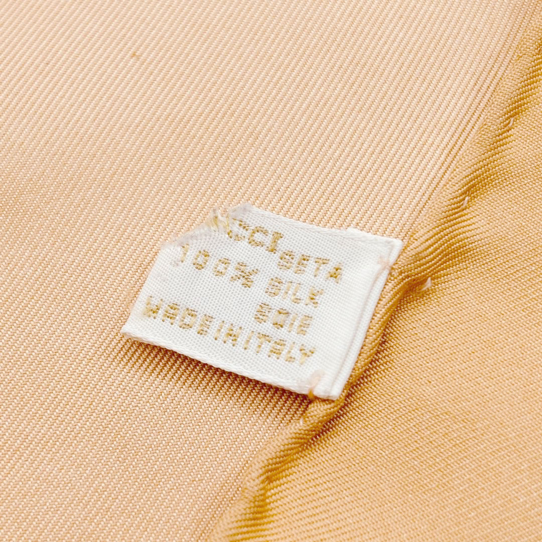 GUCCI グッチ スカーフ フラワー(パンジー)柄 シルク サーモンピンク系