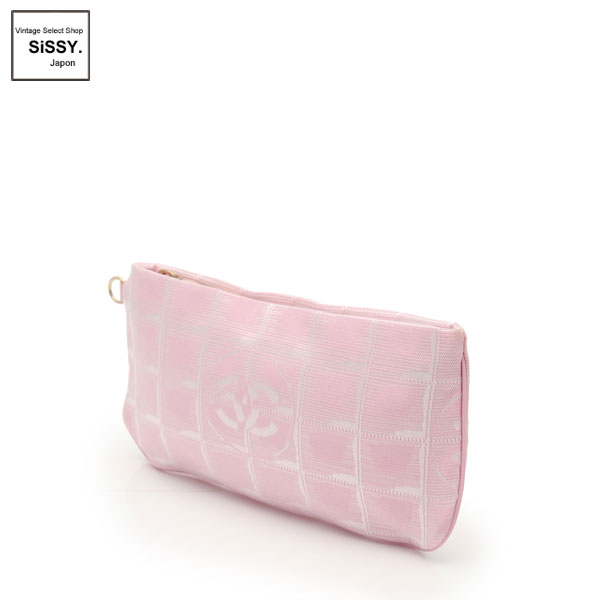 ■シャネル■ ニュートラベルライン ポーチ ナイロンキャンバス レザー ピンク アイボリー 【CHANEL】