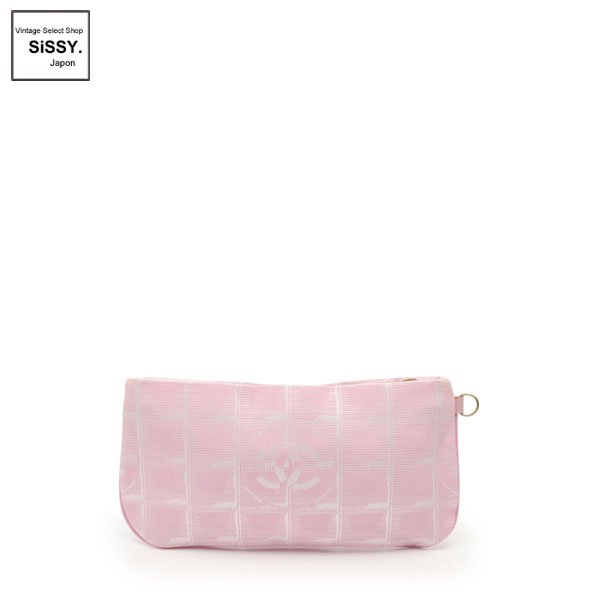 ■シャネル■ ニュートラベルライン ポーチ ナイロンキャンバス レザー ピンク アイボリー 【CHANEL】