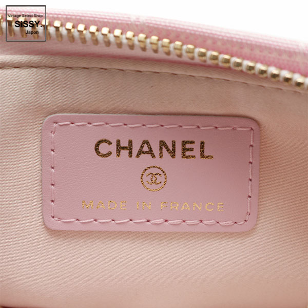 ■シャネル■ ニュートラベルライン ポーチ ナイロンキャンバス レザー ピンク アイボリー 【CHANEL】
