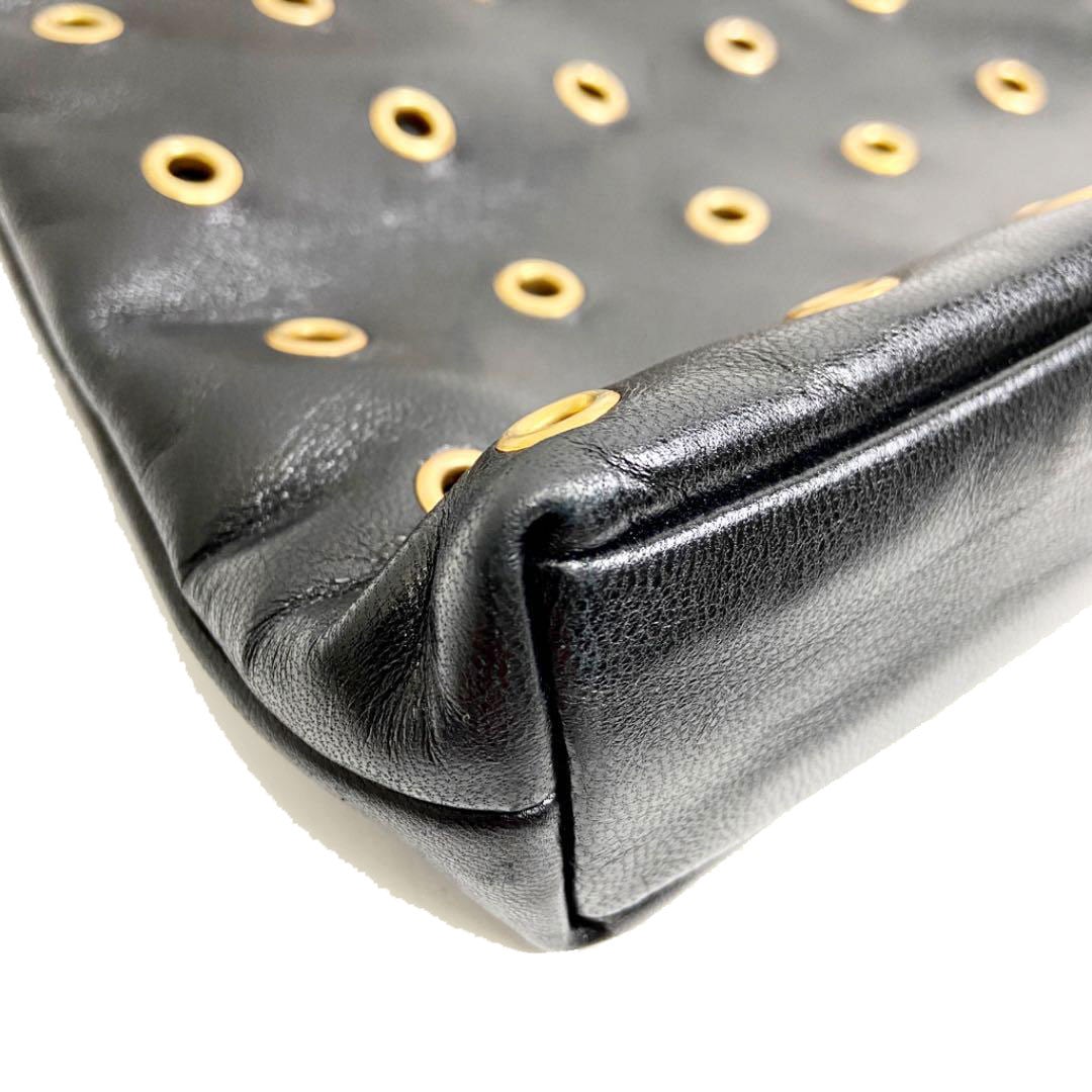 PRADA プラダ ミニトートバッグ ハトメ レザー ブラック ゴールド金具