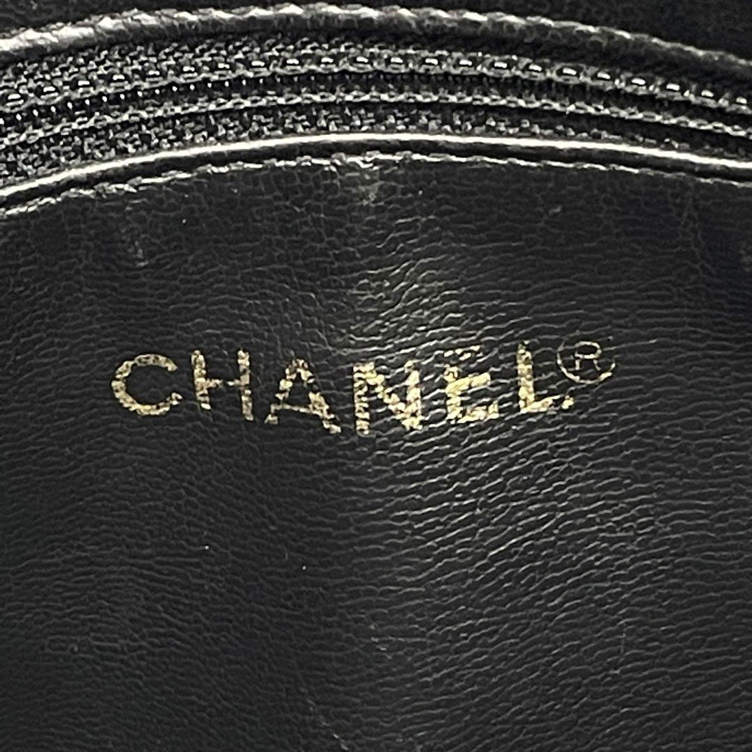 CHANEL シャネル ショルダーバッグ ココマーク キャビアスキン ブラック ゴールド金具 シール剥がれ跡あり