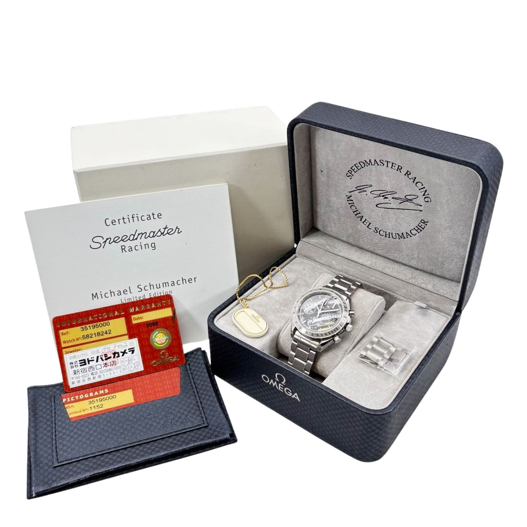 OMEGA オメガ メンズ腕時計 スピードマスター シューマッハモデル AT 自動巻き SS シルバー/ブラックカーボン文字盤 3519.50