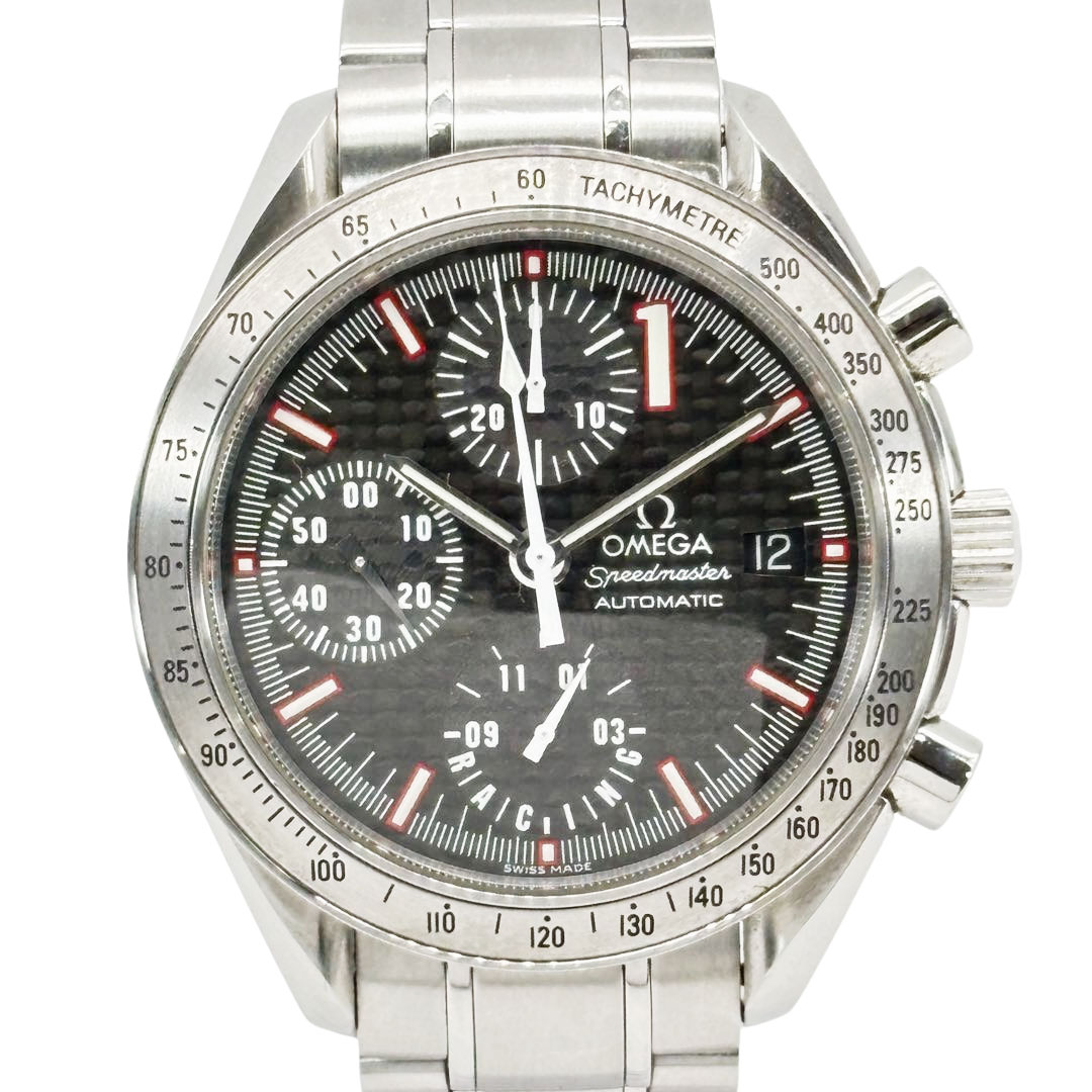 OMEGA オメガ メンズ腕時計 スピードマスター シューマッハモデル AT 自動巻き SS シルバー/ブラックカーボン文字盤 3519.50