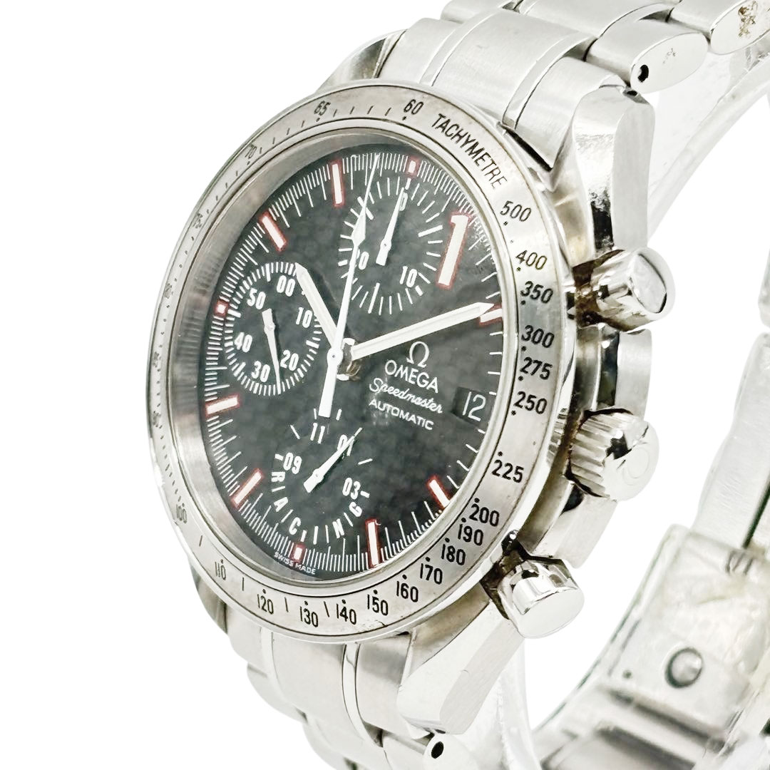 OMEGA オメガ メンズ腕時計 スピードマスター シューマッハモデル AT 自動巻き SS シルバー/ブラックカーボン文字盤 3519.50