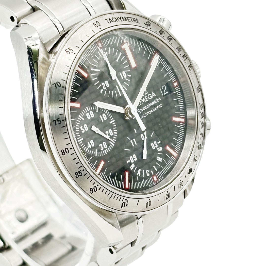 OMEGA オメガ メンズ腕時計 スピードマスター シューマッハモデル AT 自動巻き SS シルバー/ブラックカーボン文字盤 3519.50