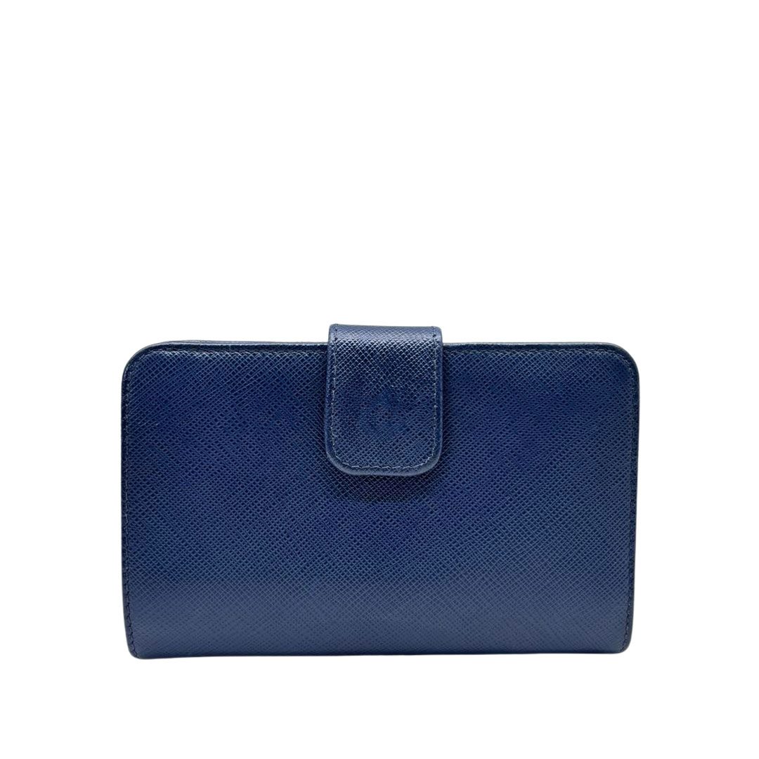 PRADA プラダ 二つ折り財布 L字ファスナー サフィアーノレザー ネイビー系/ゴールド金具 1ML225