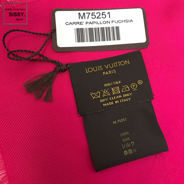 ■ルイ・ヴィトン■ 大判ストール CARRE PAPILLON シルク フーシャピンク M75251 【LOUIS VUITTON】