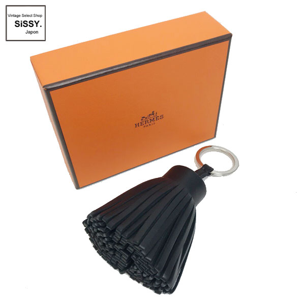 ■エルメス■ カルメン キーホルダー キーリング ラムスキン ブラック 【HERMES】
