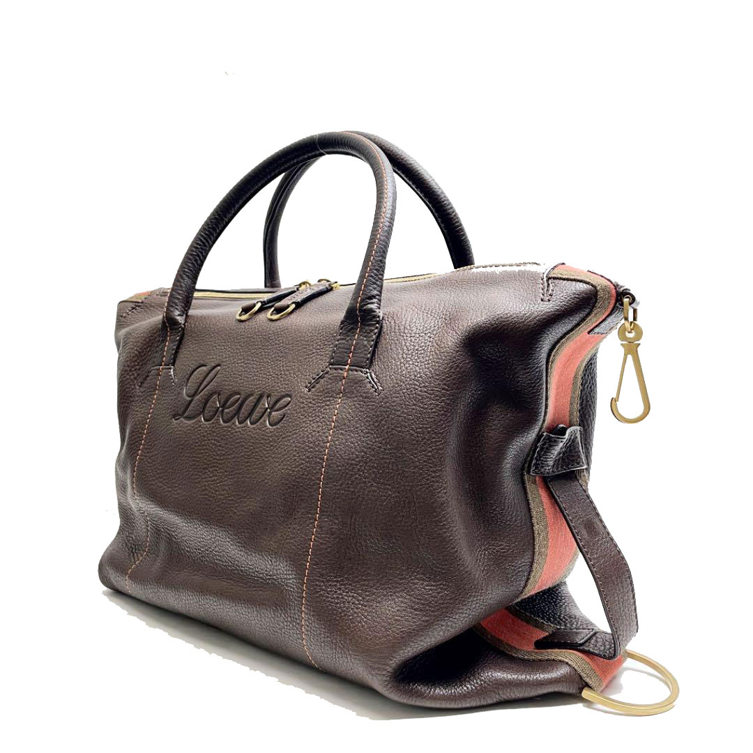LOEWE ロエベ 2WAY ボストンバッグ レザー ブラウン