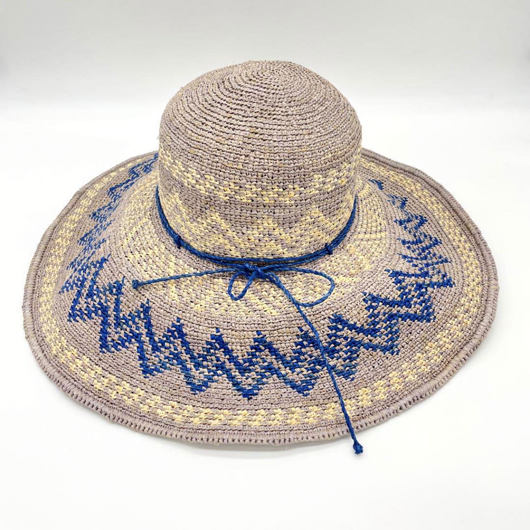 HELEN KAMINSKI ヘレンカミンスキー ラフィアハット 麦わら帽子 ブルー グレー