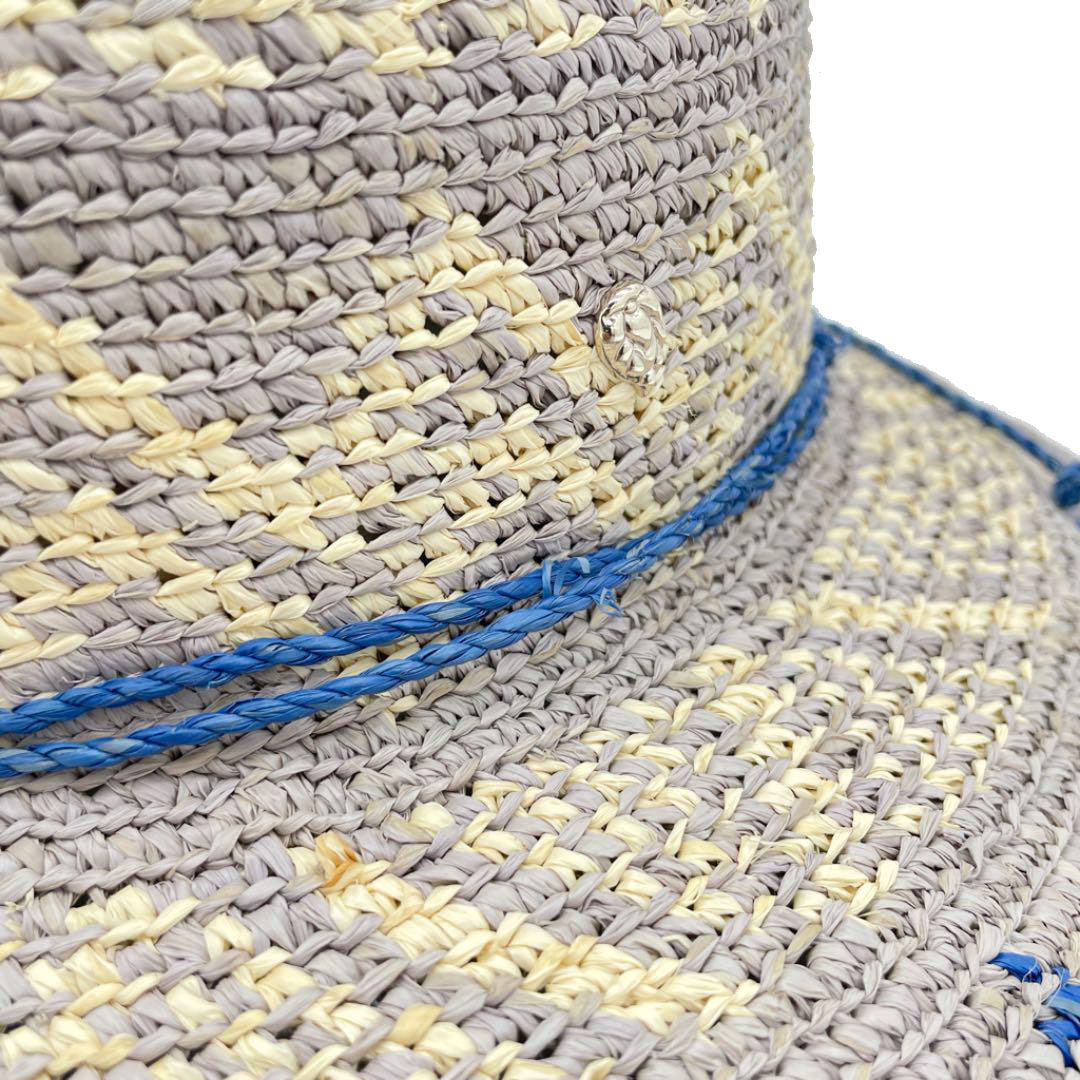 HELEN KAMINSKI ヘレンカミンスキー ラフィアハット 麦わら帽子 ブルー グレー