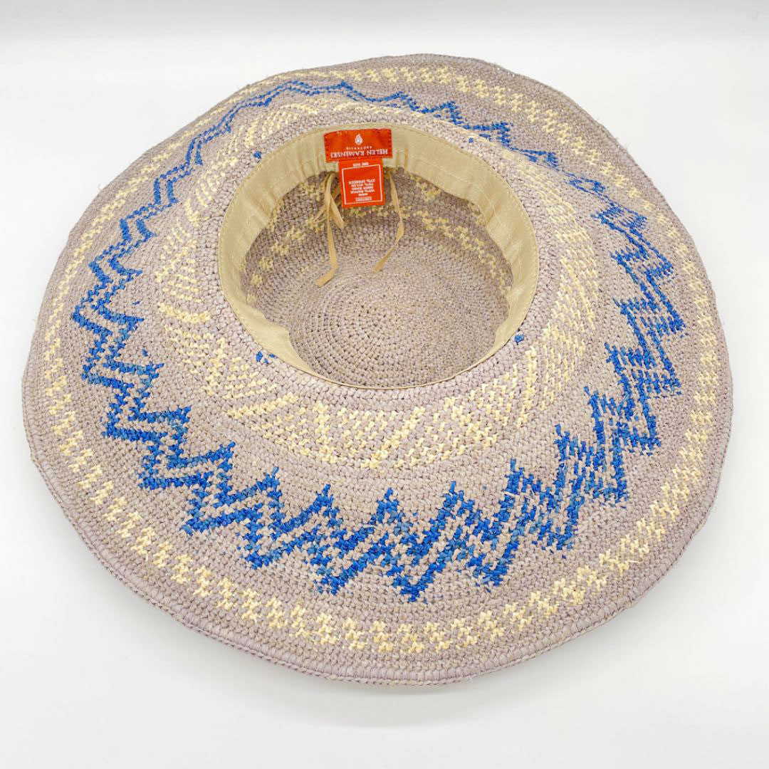 HELEN KAMINSKI ヘレンカミンスキー ラフィアハット 麦わら帽子 ブルー グレー