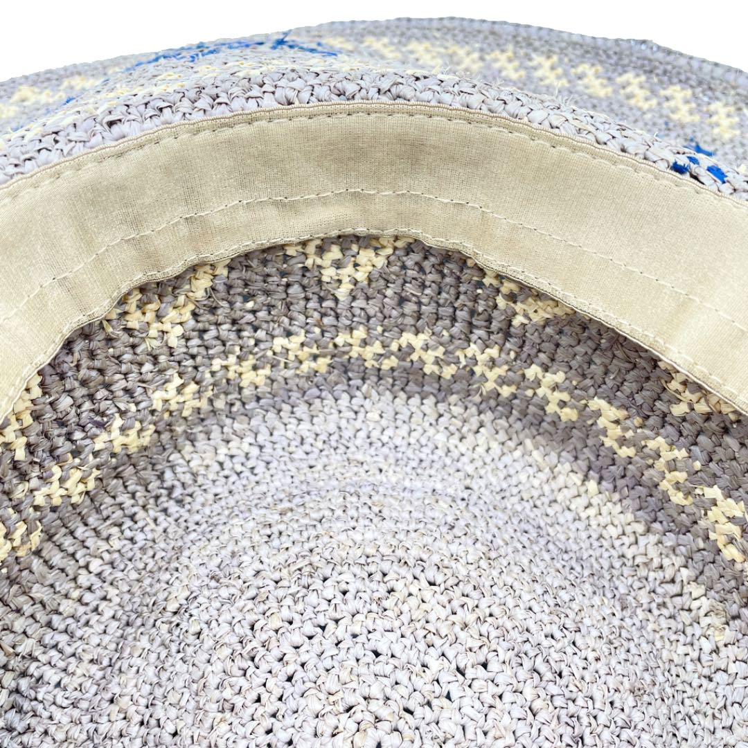 HELEN KAMINSKI ヘレンカミンスキー ラフィアハット 麦わら帽子 ブルー グレー